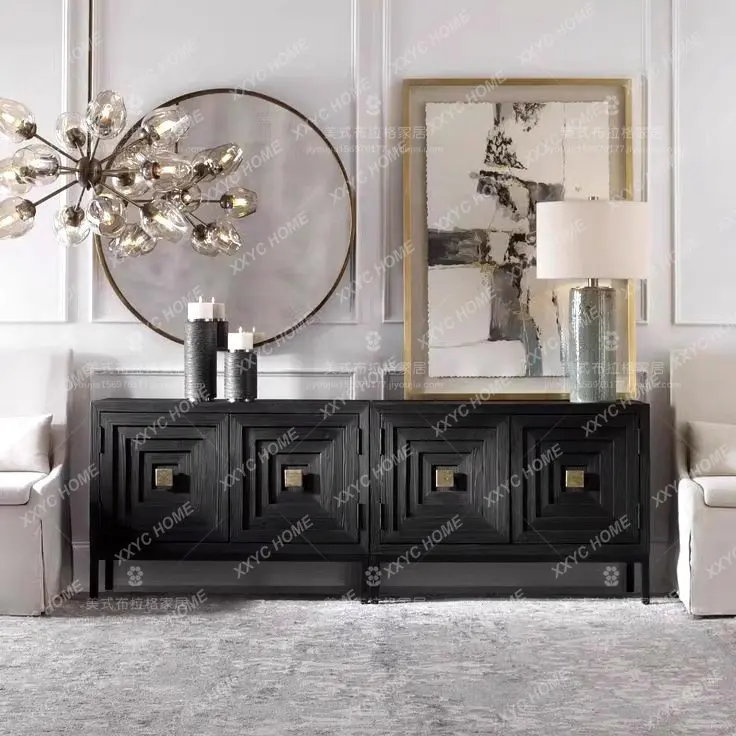 

Retro solid wood TV cabinet, foyer decorative cabinet, small apartment living room floor cabinet