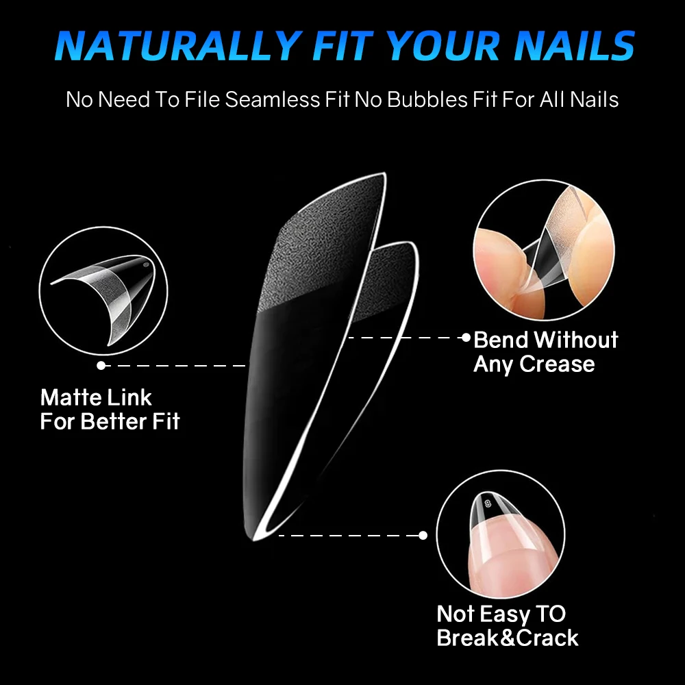 240pcs Half Cover Almond Fake Nails Half Matte Pre Buff Acrylic Nails Extra Short Almond Shape Gel Nail Tips 12 Sizes Easy Use