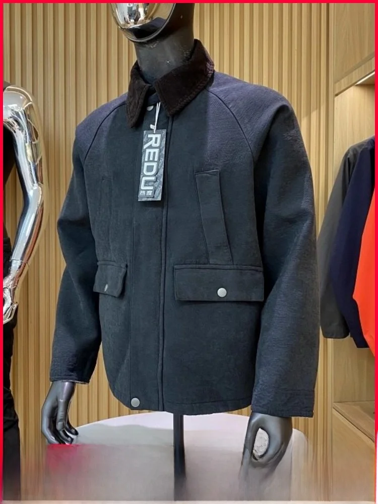 

Luxury Limited Vintage Barn Sle Corduroy Patchwork Collar Autumn Winter Men's And Women's Coat Jaet Youth Faion Polyest...