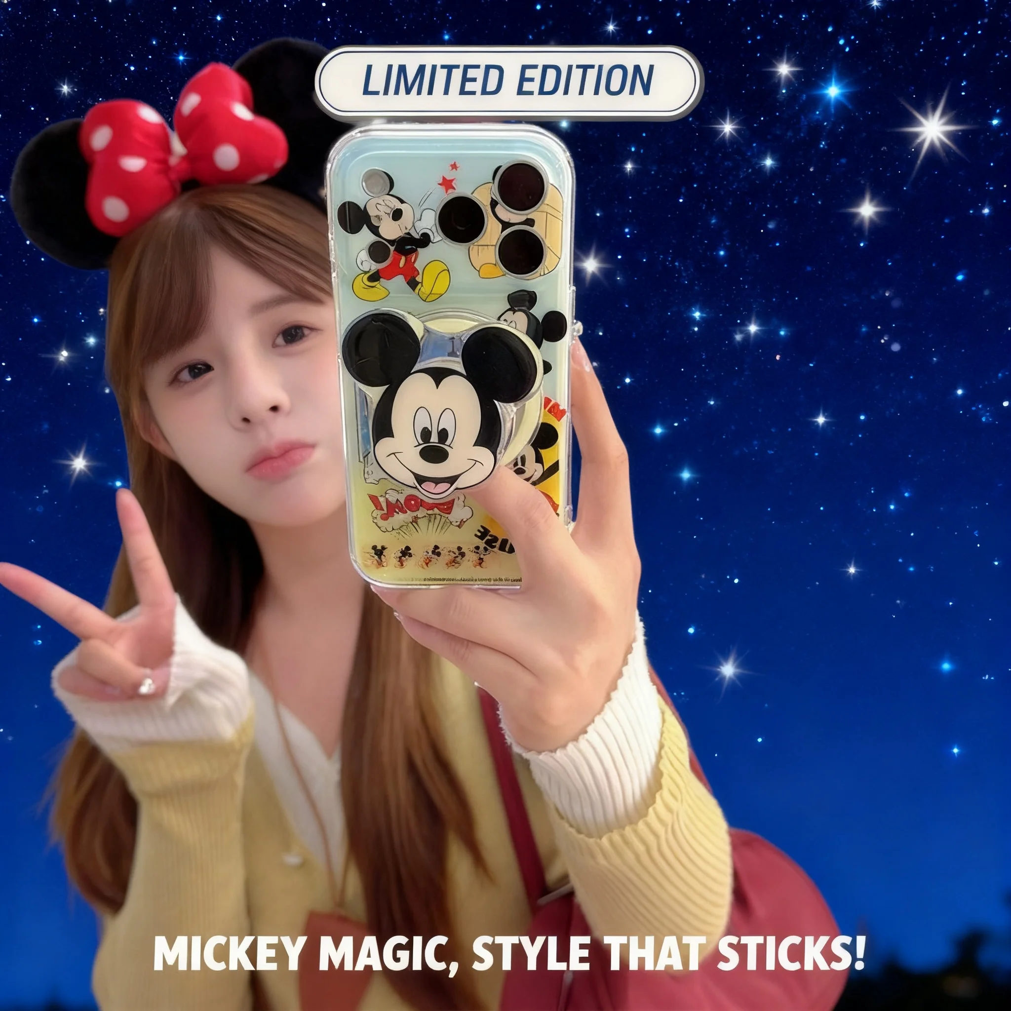 

Забавный мультяшный магнитный чехол-пазл с Микки Маусом, совместимый с iPhone 17, 16 Pro Max, 15, 14, чехол для телефона с аниме-дизайном