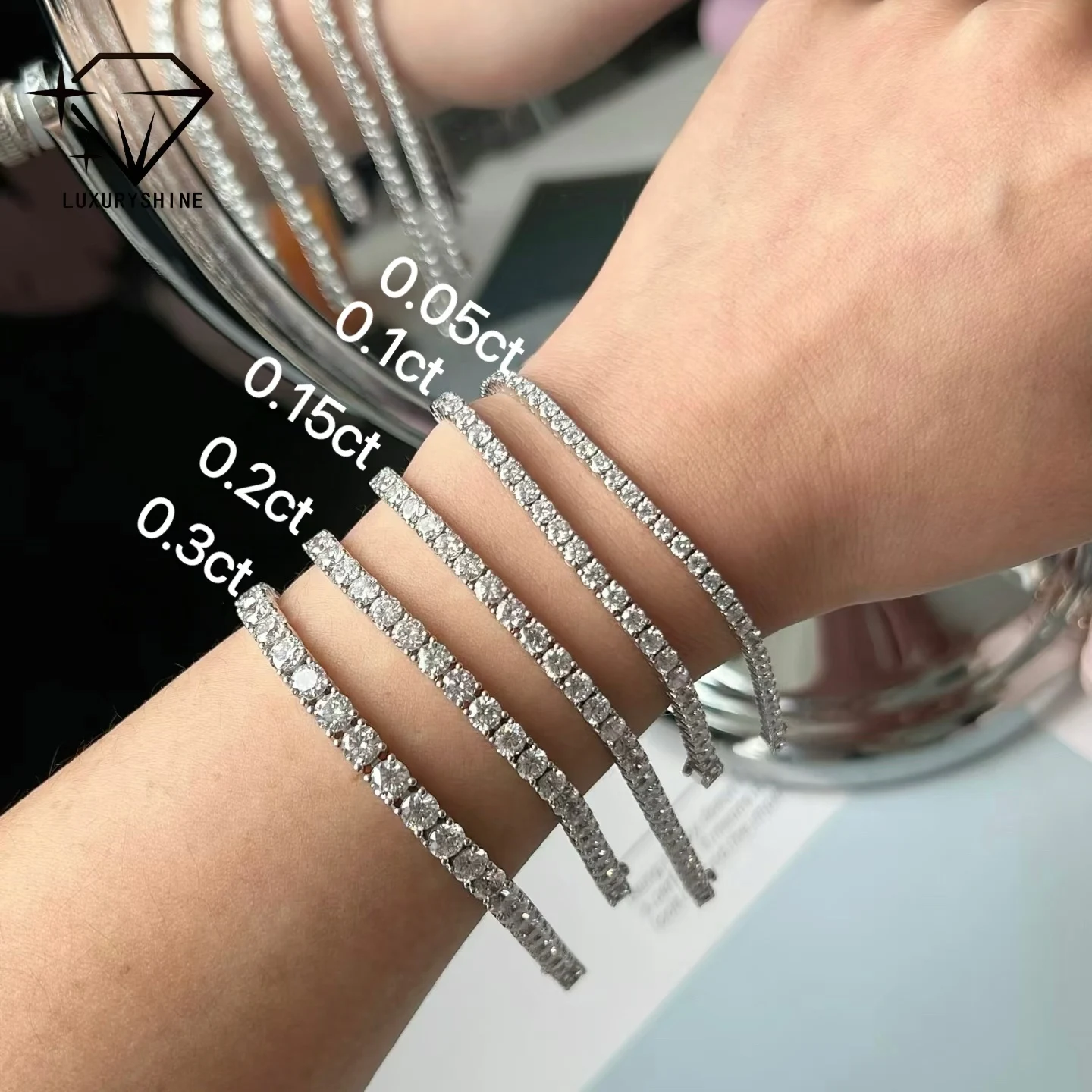 

LuxuryShine 18K White Gold Lab Grown Diamond Tennis Bracelet VS1 Clarity D-F Color for Women Men custom Jewelry