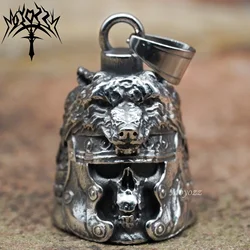 Guardian Bell Vintage Warrior Wolf Head Motorcycle Biker Lucky keychain charm mother road Gift & FREE Bell Hanger