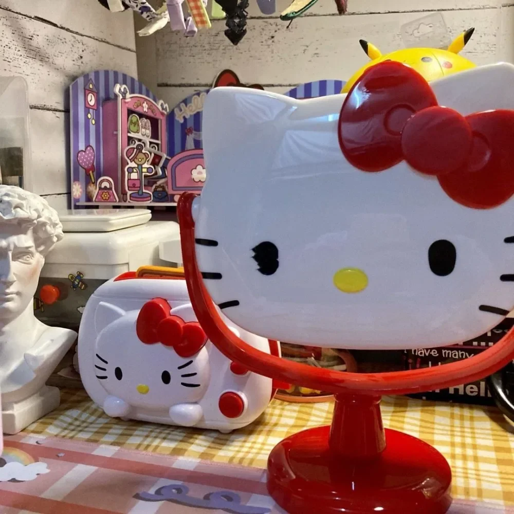 น่ารัก Hello Kitty สเตอริโอกระจกความละเอียดสูง Make Up แบบพกพาหอพักนักเรียนห้องนอนกระจกของขวัญวันเกิดของหญิงสาว