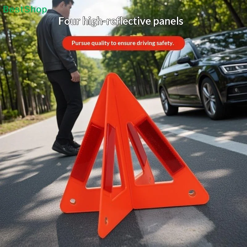 ★Reflective Triangle Warning Sign Red Tripod Folded Stop Sign Emergency Breakdown Triangle Warning Tool Cars Stop Sign
