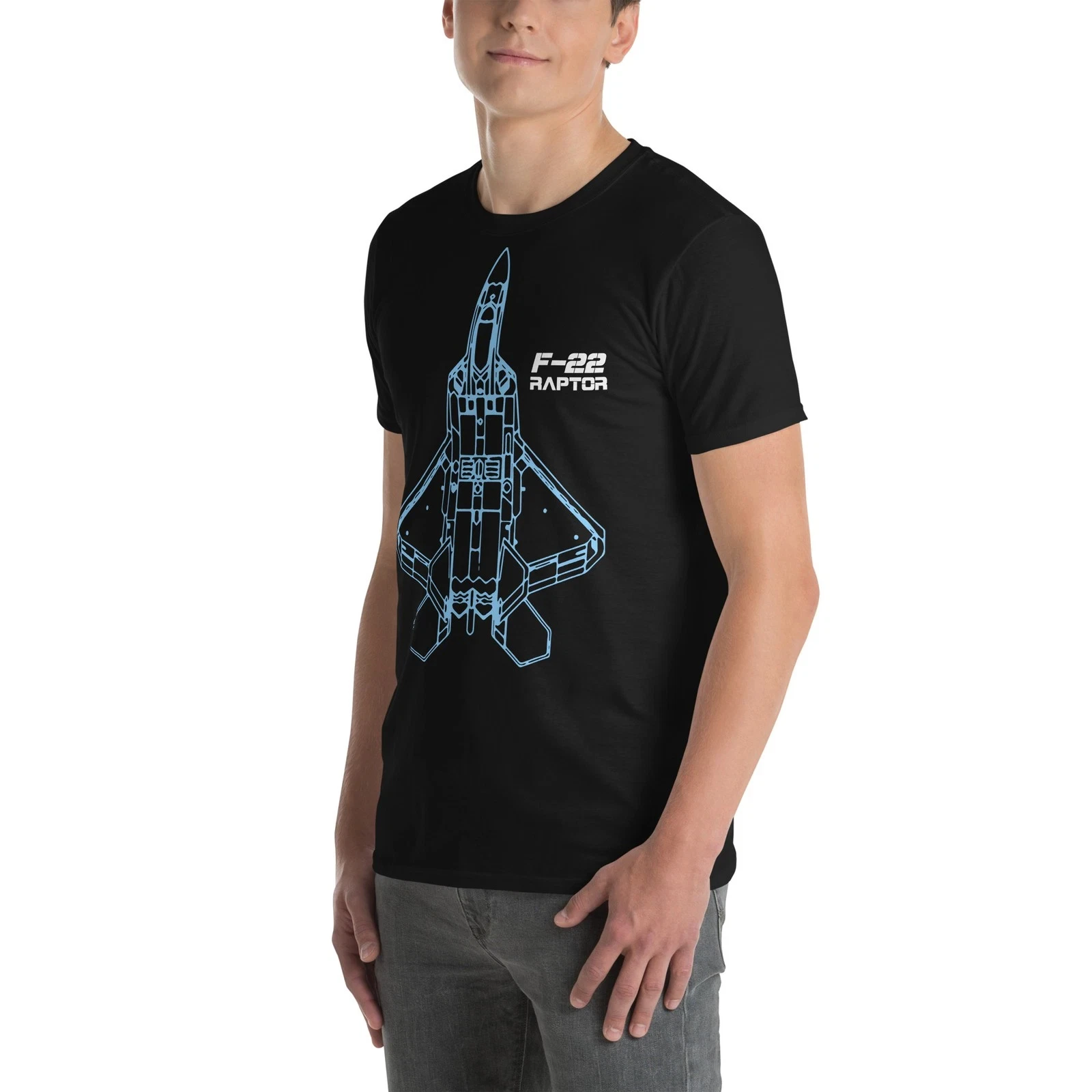 F-22 Raptor Blueprint T-Shirt Military Jet Fighter Aircraft Aviation Tee