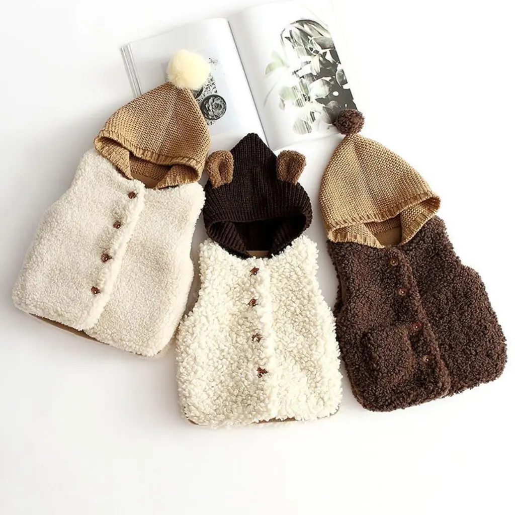 

Baby Lamb Fleece Vest for Boys And Girls Thickened Cute Children's Vest Stylish Autumn Winter Infant Vest 1 to 3 Years Old