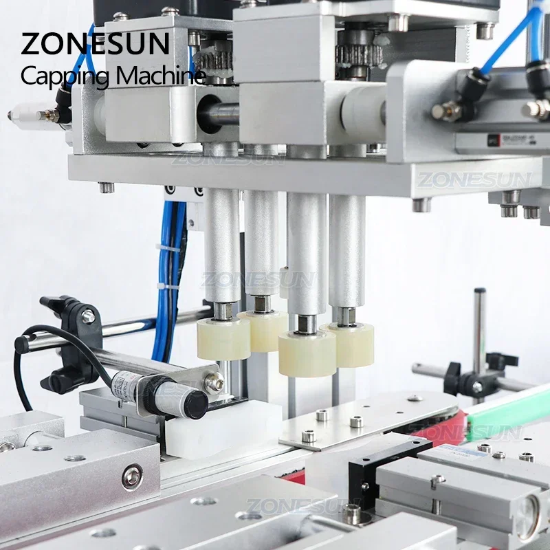 ZONESUN ZS-XG16P التلقائي الخطي المسمار الشامبو الحيوانات الأليفة زجاجة قطارة السد آلة زيت الطبخ مع غطاء المغذية الاهتزازية