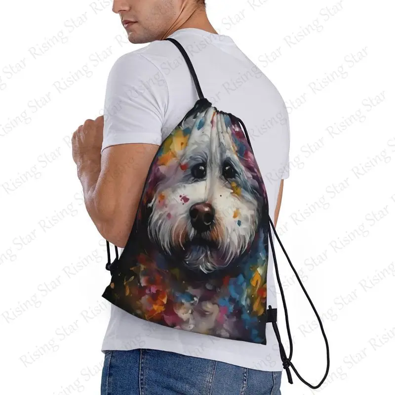 dog Cute German Shepherd Bicycle Backpack Gym Drawstring Shoe Bag Multifunctional Sports Bag Beach Travel Backpack Unisex Gift