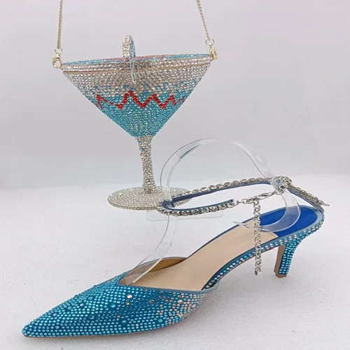 

Women's Gold Silver gems heeled sandals Rhinestone high-heeled shoes Weddings Party Dress Blue Stones shoes
