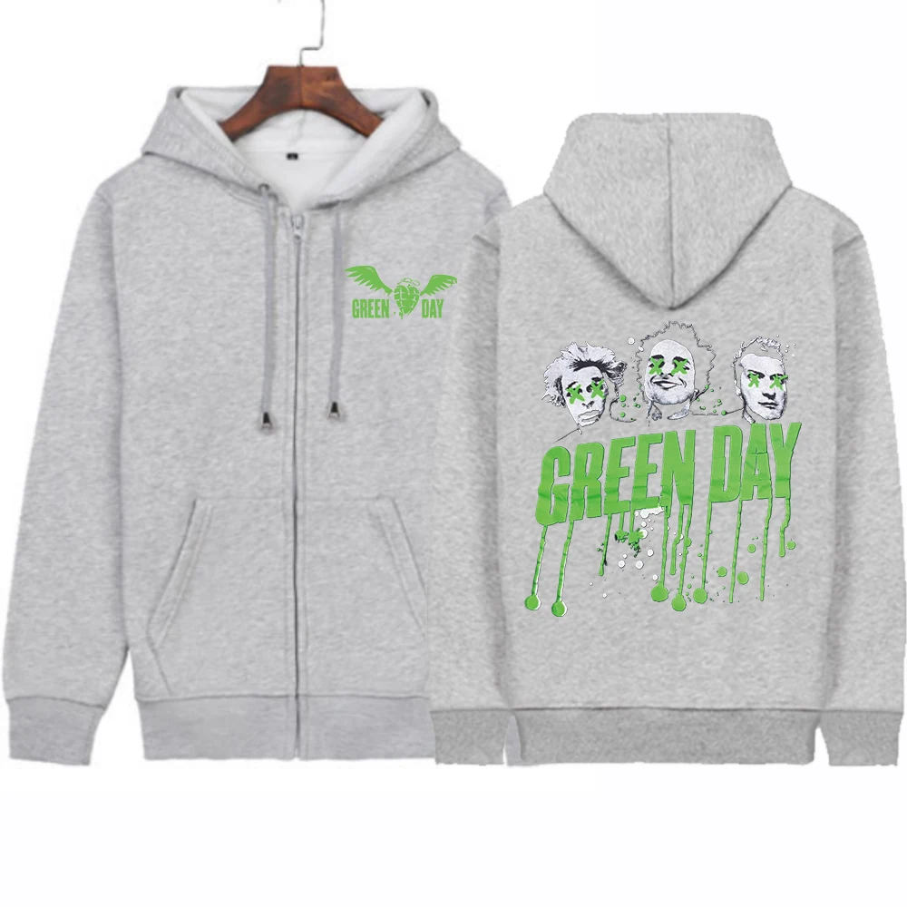 Hot Green Day Saviors Band  2024 Tour Zipper Hoodie Harajuku Hip Hop Pullover Tops Sweatshirt Streetwear