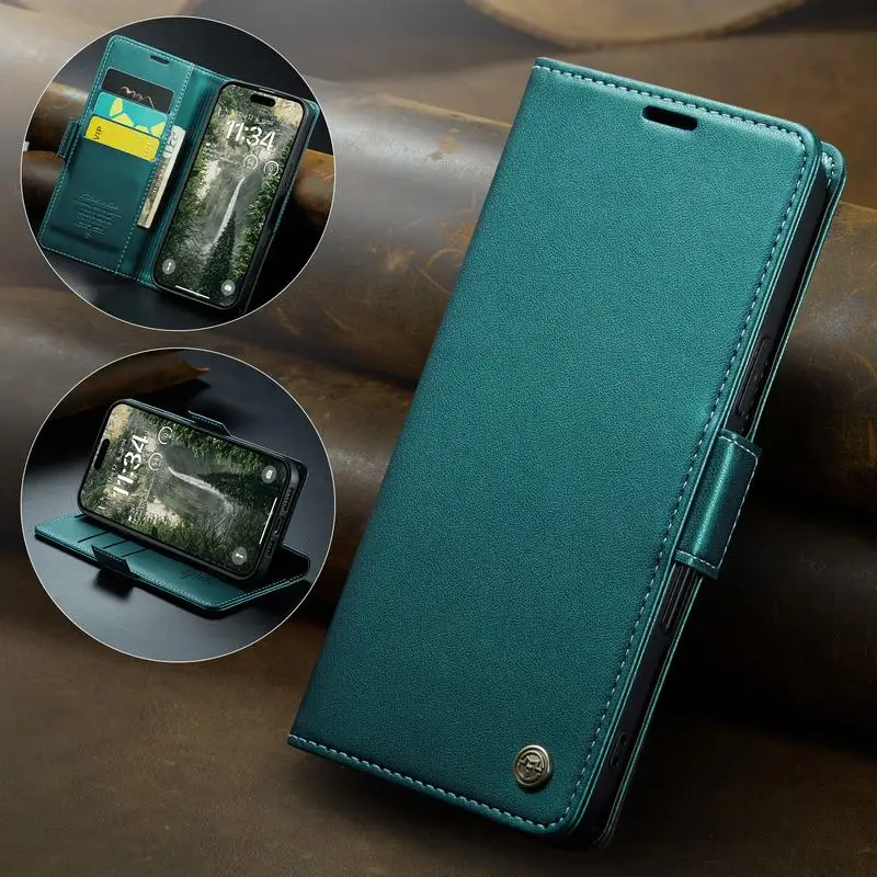 Phone Case for iPhone 17 16 15 14 13 12 11 Pro XS Max Plus X XR Mini Air 17Air Case Flip Wallet Book Leather Cover With Stand - náhled 3