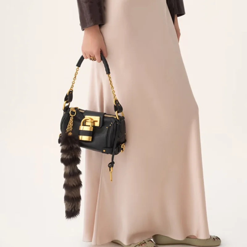 Sac à bandoulière de marque rétro pour femmes, sac à bandoulière Design à boucle de luxe, fourre-tout à chaîne en cuir de qualité avec serrure dorée, sac à main pour dames