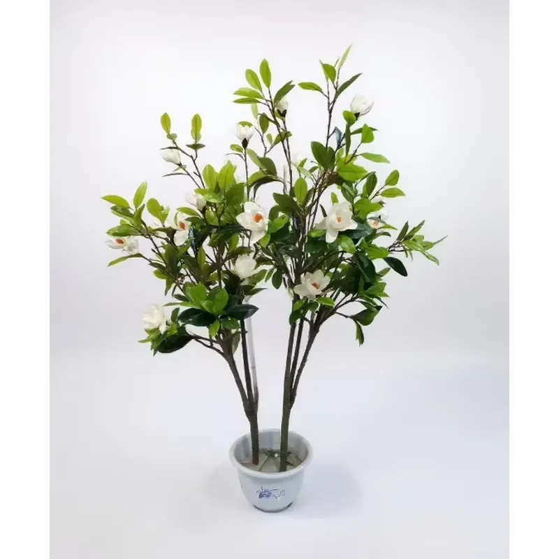 Faux Rose Bonsai Tree in Pot Green Artificial Plant for Home Office Desk Decor Modern Plastic Flower Arrangement Indoor