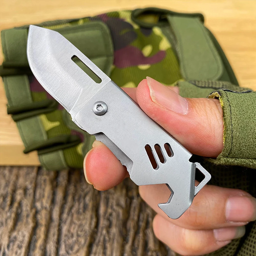 Mini Multifunctional Folding Knife Portable Outdoor Pocket Knife Box Opener Unpacking Express Small Knife with Hanging Chain