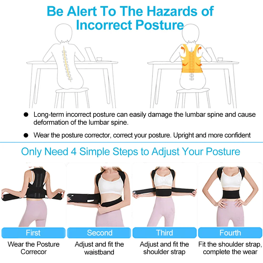 Posture Corrector Back Posture Brace Clavicle Support Stop Slouching and Hunching Adjustable Back Trainer Unisex Correction Belt view 3