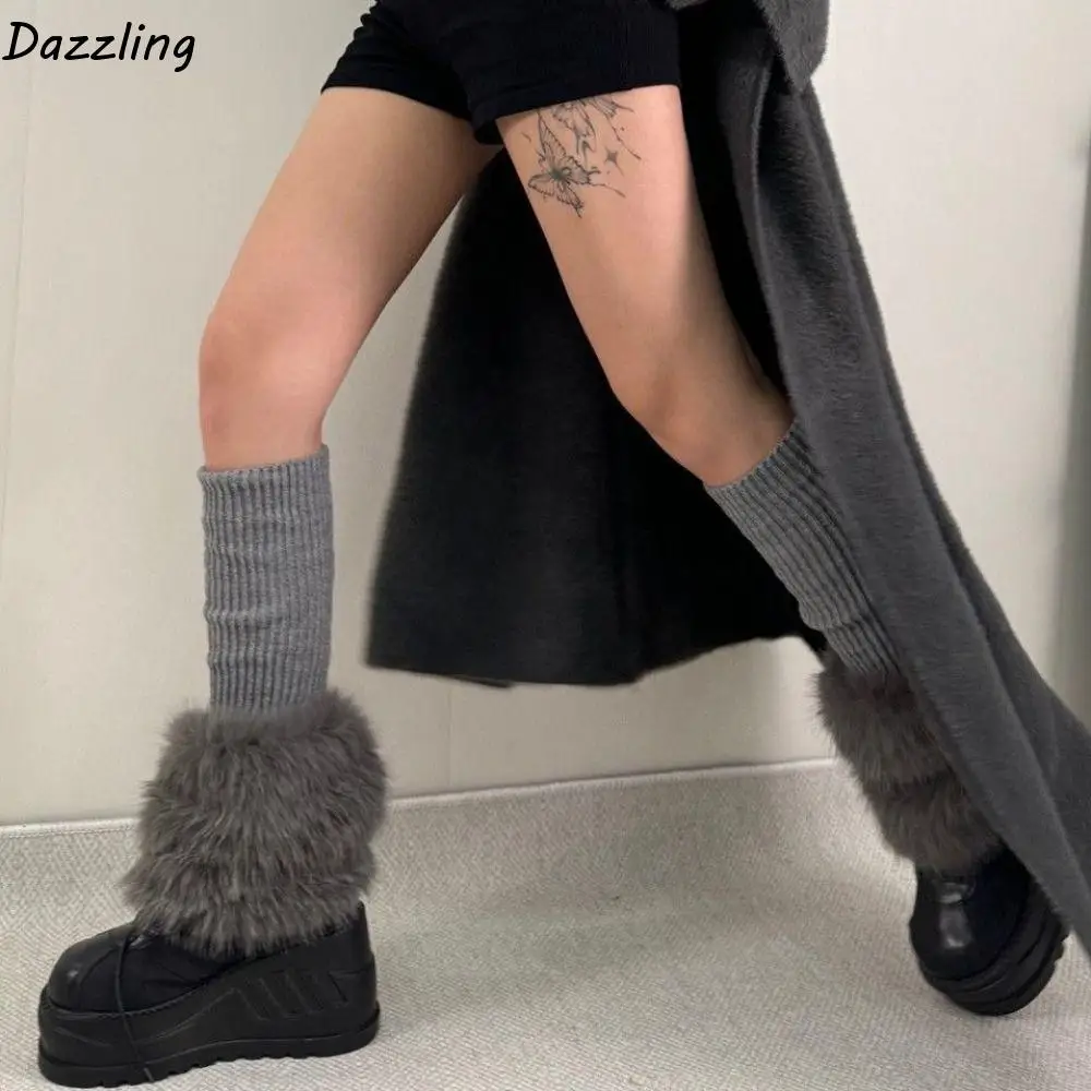 

Soft Knitted Winter Leg Warmers Foot Cover Harajuku Plush Leg Coverings Lolita JK Kawaii Long Stockings Spicy Girls