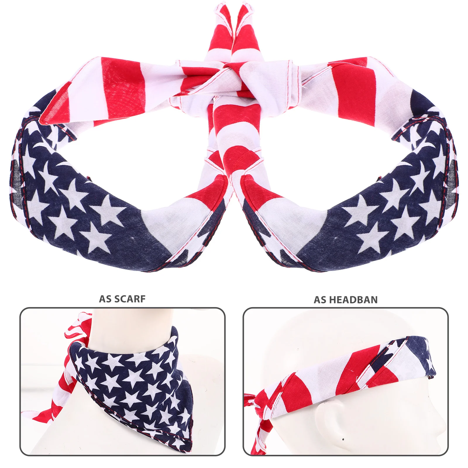 Pañuelo de bolsillo para hombre, accesorios para el día independiente, diadema estampada, diademas con bandera americana, pañuelos para la cabeza para exteriores