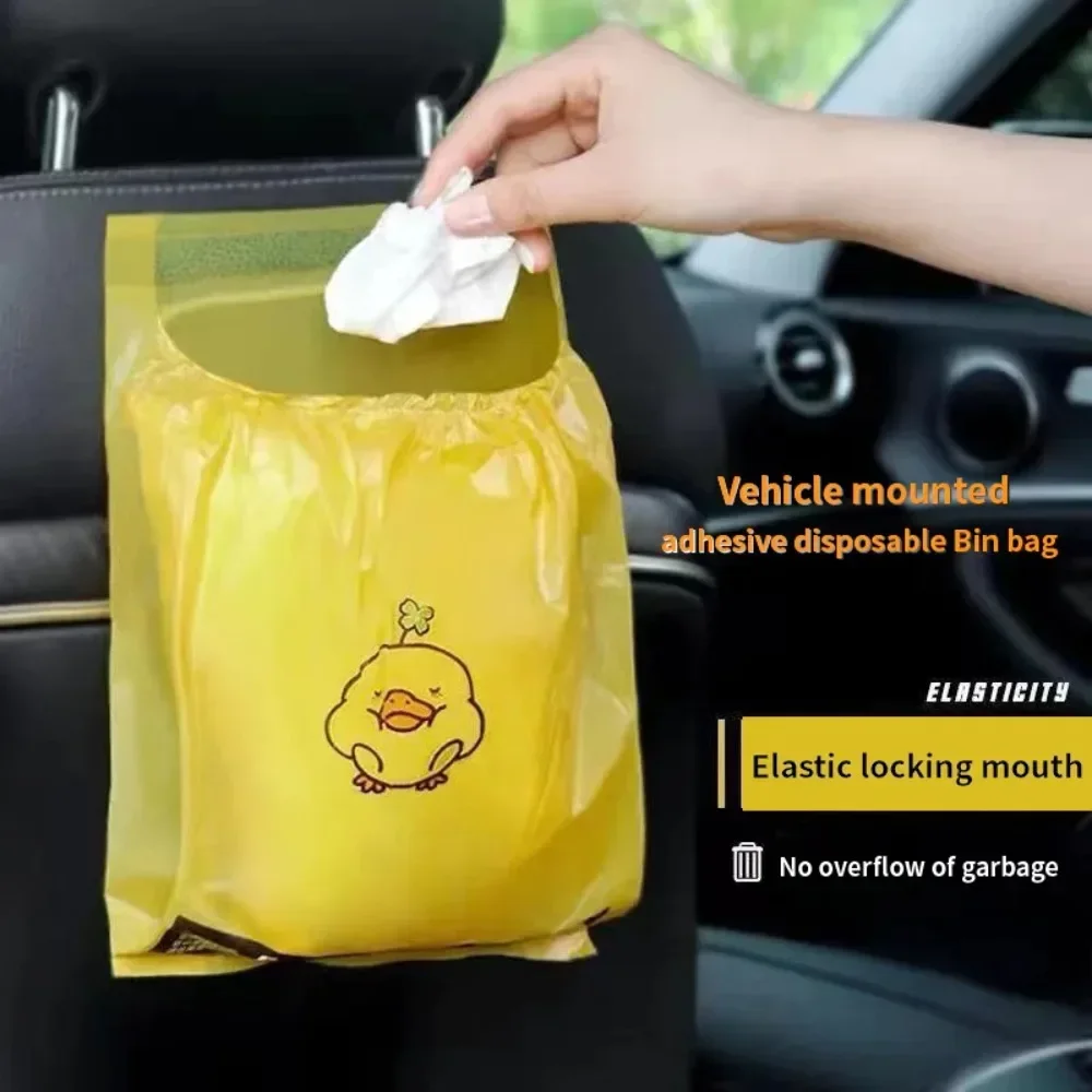 15pcs/pack Adhesive Car Trash Bag Disposable Car Interior Hanging Multi-Functional Clean Bag Small Plastic Bag Car Garbage Bin