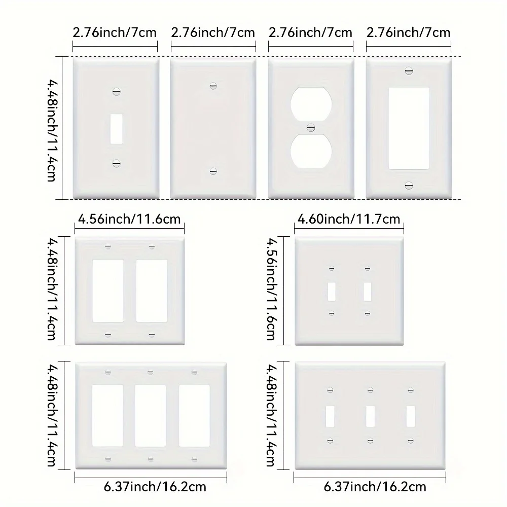 1Pc wall lamp switch cover multi-style, pure white, wall lamp switch socket cover, bedroom accessories home decoration, sturdy a