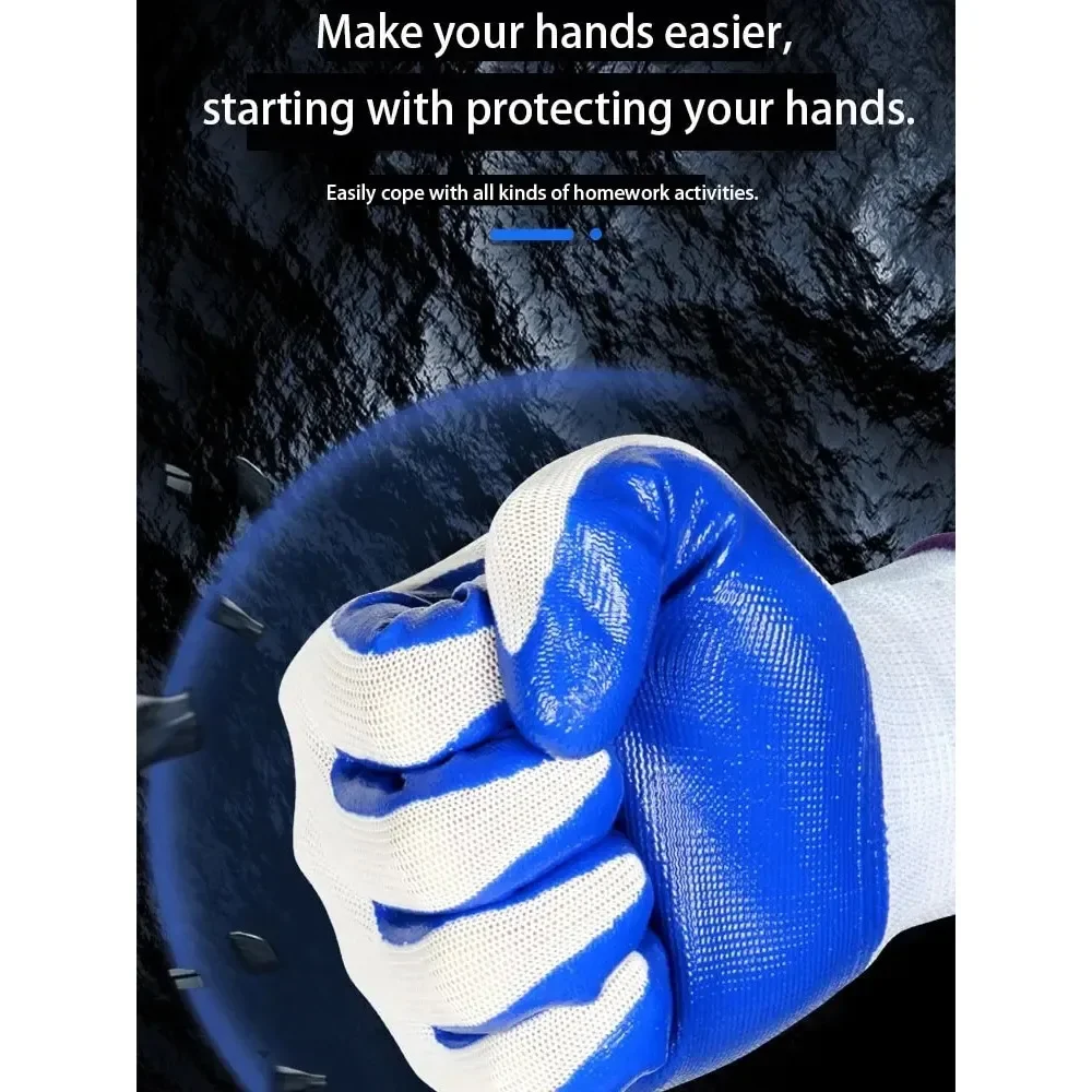 3 Pairs Of Non-slip Wear-resistant Breathable Nitrile Gloves Industrial Labor Building Construction Safety Non-slip Work Gloves