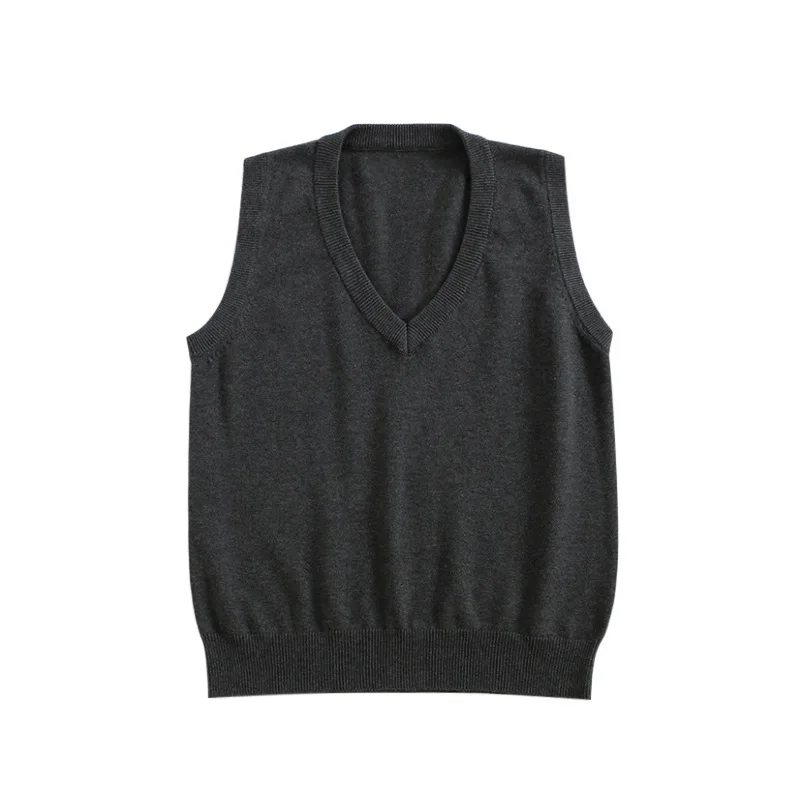 Sezione base Pullover con scollo a V Gilet maglione Jk Uniforme scolastica Gilet in cotone Tinta unita Maglieria studentessa