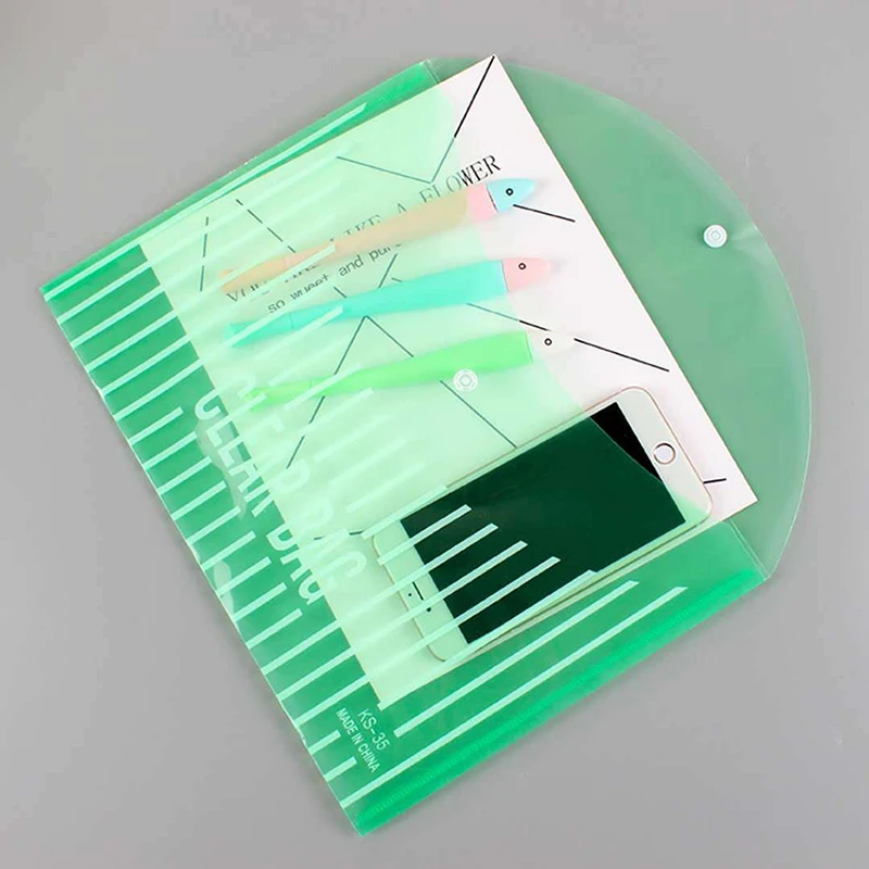 A4 Simple Transparent Document File Bags With Buckle Plastic Thickened Office School Waterproof File Storage Supplies