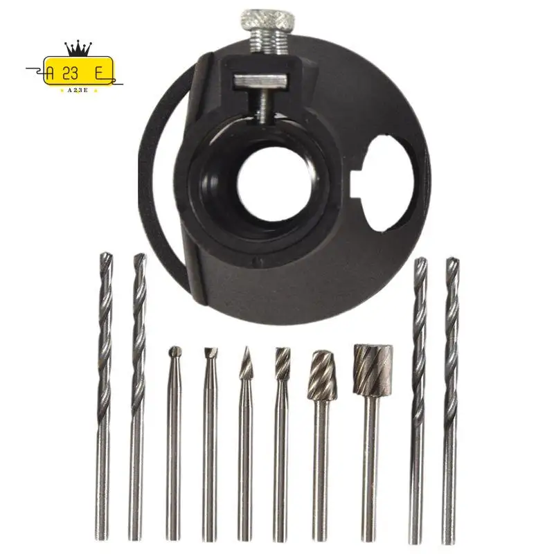 A23E-11 Pcs Multipurpose Cutting Guide Kit Shank HSS Routing Router Bits And 4Pcs Twist Drill Bit For Rotary Tools