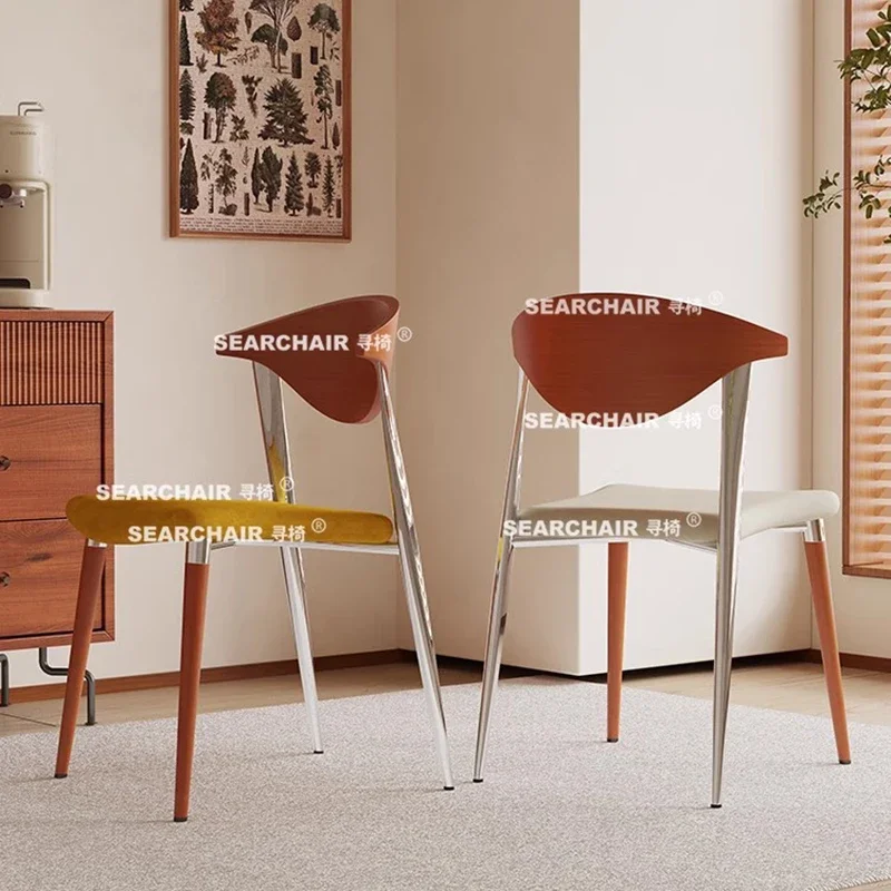 Retro Dining Chair Designer Solid Wood Makeup Desk Single Chair Home Living Room Bedroom Sedie Da Pranzo Dining Table Armchair