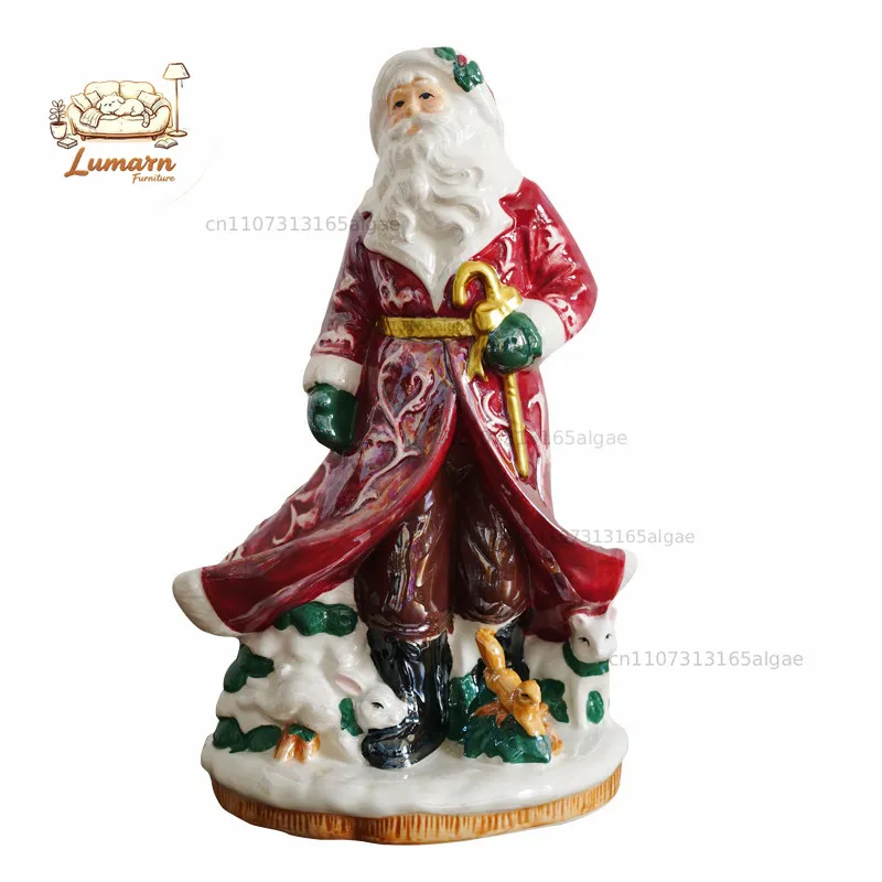 Old factory high-end models, export European-style retro exquisite Santa Claus ceramic ornaments, pearlescent holiday gifts