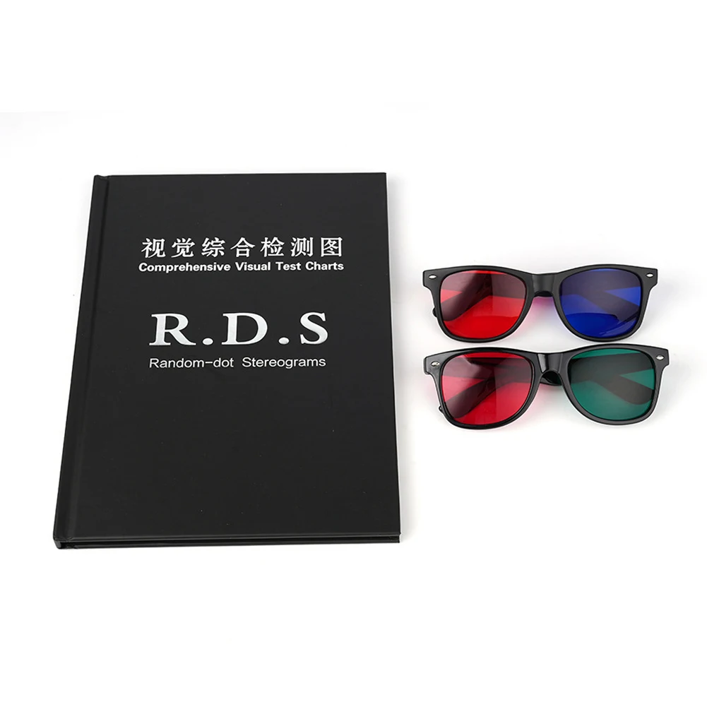 Advanced Astigmatism Testing Equipment Featuring a Portable Random Dot Stereogram Vision Assessment Booklet With Two Glasses