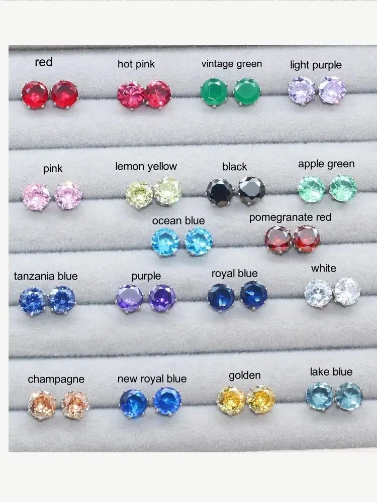 Hypoallergene Minimalistische Ohrstecker aus Edelstahl mit Mehrfarbigem AAA-Zirkon als Geschenk – Detail 1