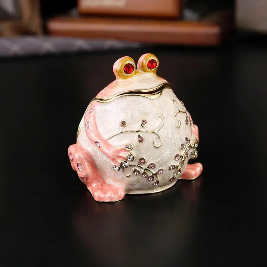 Exquisite Diamond-encrusted Frog Jewelry Box,Finger Ear Ring Storage Box,Jewelry Collection Box With Flip Cover, Exquisite Decor