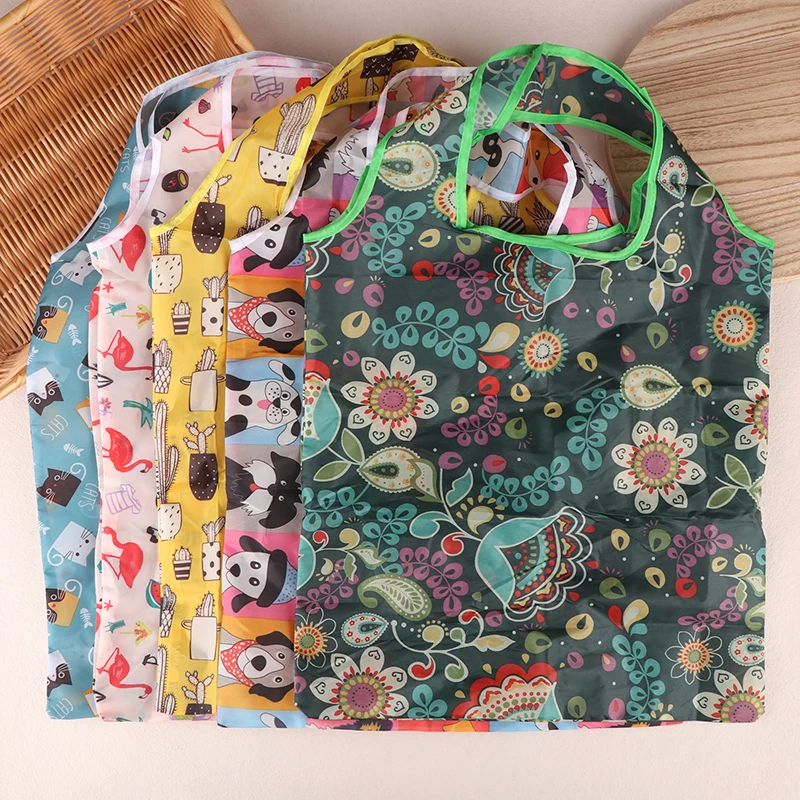 

Reusable Tote Nylon Folding Large Women's Shopping Bag Creative Eco-friendly Lightweight Durable Grocery Organiser Bag