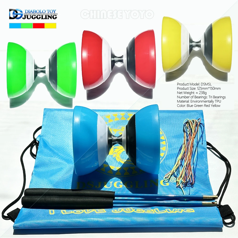 Tri Bearings Professional Diabolo Set Packing Hand-Sticks/Mesh Bag/Spare Strings (MSL)