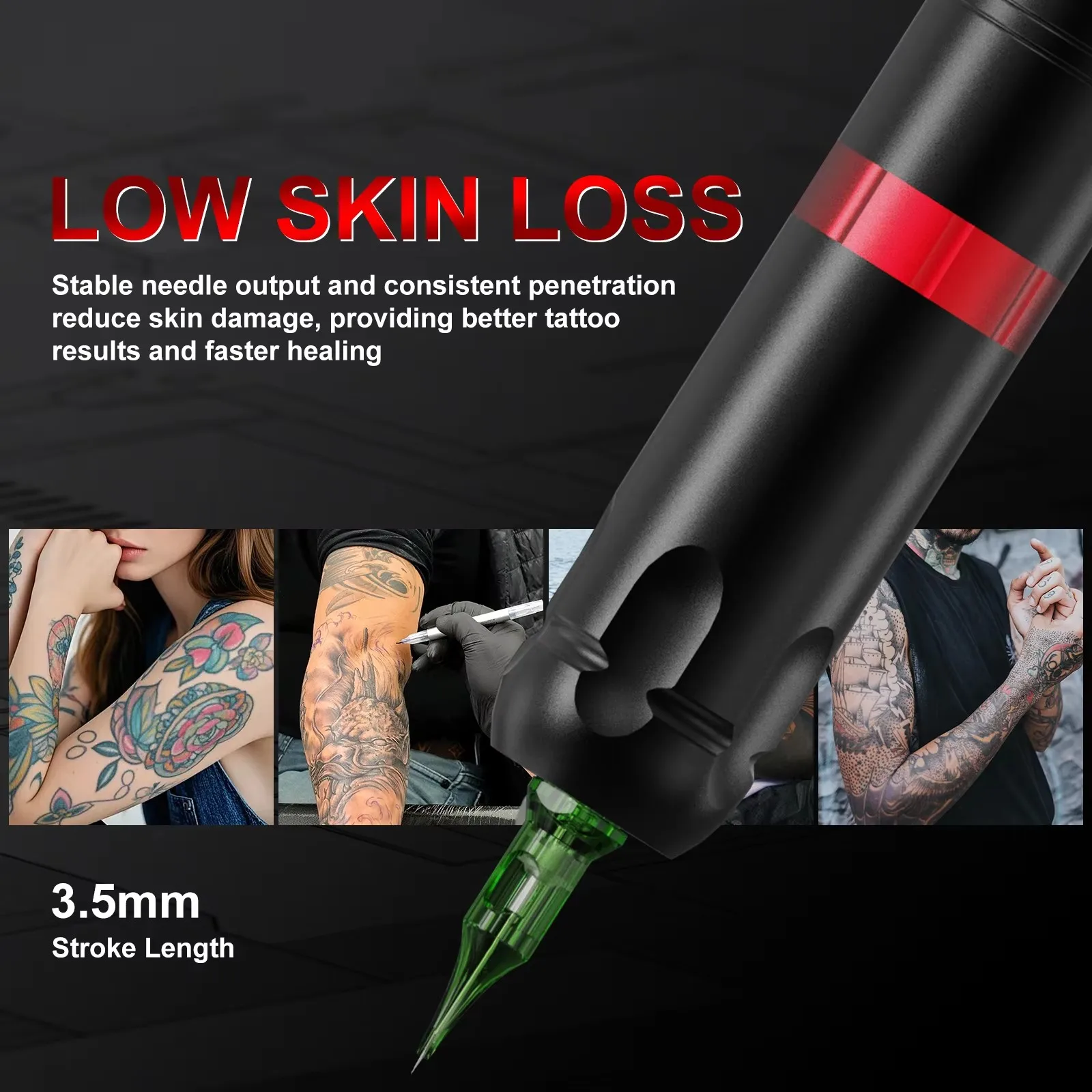 Wireless Tattoo Machine Battery Brushless Motor Rotary Tattoo Pen with LED Display for Body Art Tattoo Supplies