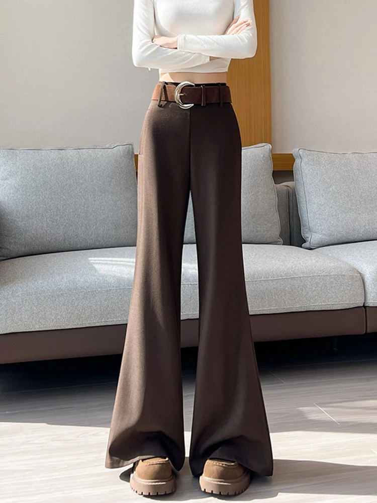 Hochgeschnittene Schlankheits-Hose mit Weitem Bein für Damen, Lässige Gerade Geschnittene Lange Hose, Modische Koreanische Laufsteg-Mode