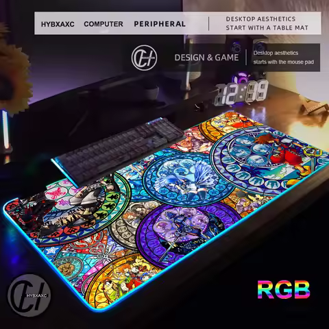 Games K-Kingdom Hearts RGB Pc Gamer Keyboard Mouse Pad Mousepad LED Glowing Mouse Mats Rubber Gaming Computer Mausepad