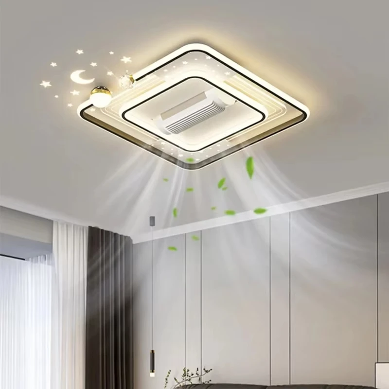 Luxury Remote Slient Vaneless Ceiling Fan Lamps Invisible Bladeless Master Bedroom Living Room Ceiling Fan Light Home Decor Lamp