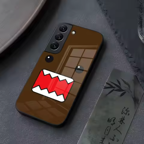 Cute Domo-kun Phone Case Glass For Samsung Galaxy S23 S25 S24 S21 S22 S20 Ultra Fe Plus A34 A15 A25 A52 A53 M54 Cover