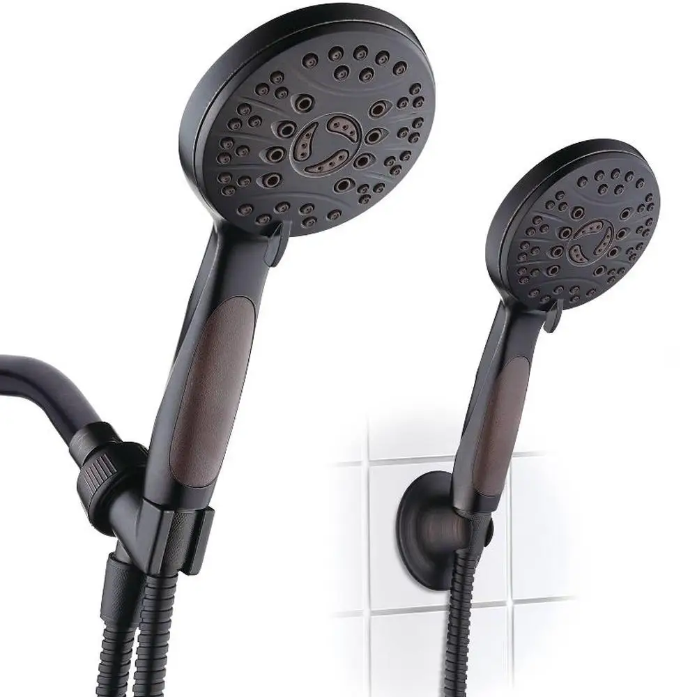 

High Pressure Luxury Handheld Shower Head 6 Settings Oil Rubbed Bronze Finish Angle-Adjustable Bracket Anti-Slip Handle 3-Way