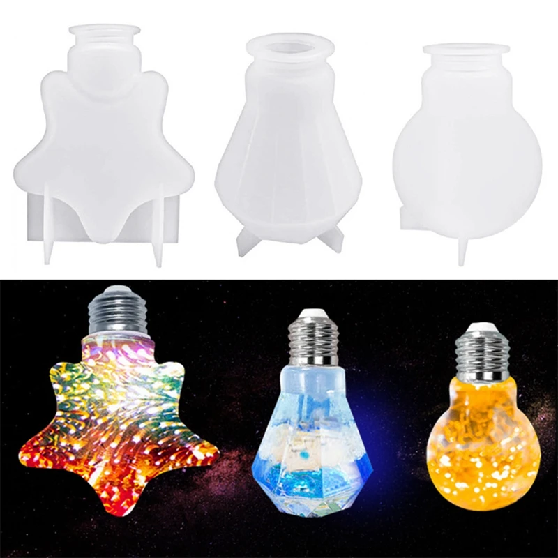 1Set Resin Mold For Light Bulb DIY Bulb Mold Epoxy Resin Crystal Bulb Decoration Mold