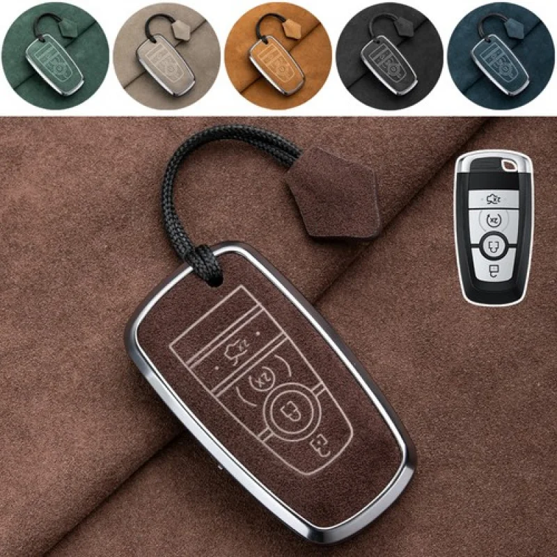 

A+ Suede Leather Car Key Case Cover For Lincoln MKC Continental MKZ Navigator MKX