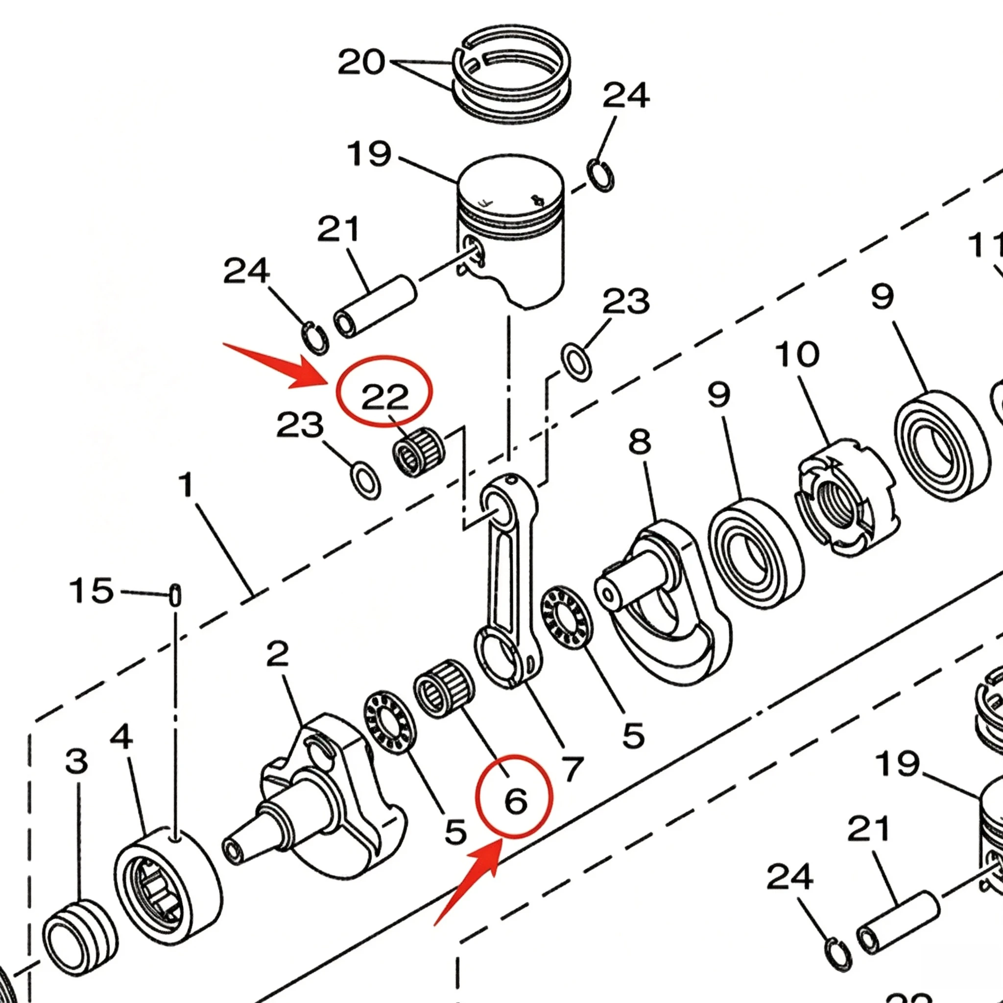 Needle Bearing 93310-422U2 & 93310-627U6 for Yamaha Waverunner 800 1200 1300 Outboard Engine fit 66E-11651 Connecting Rod