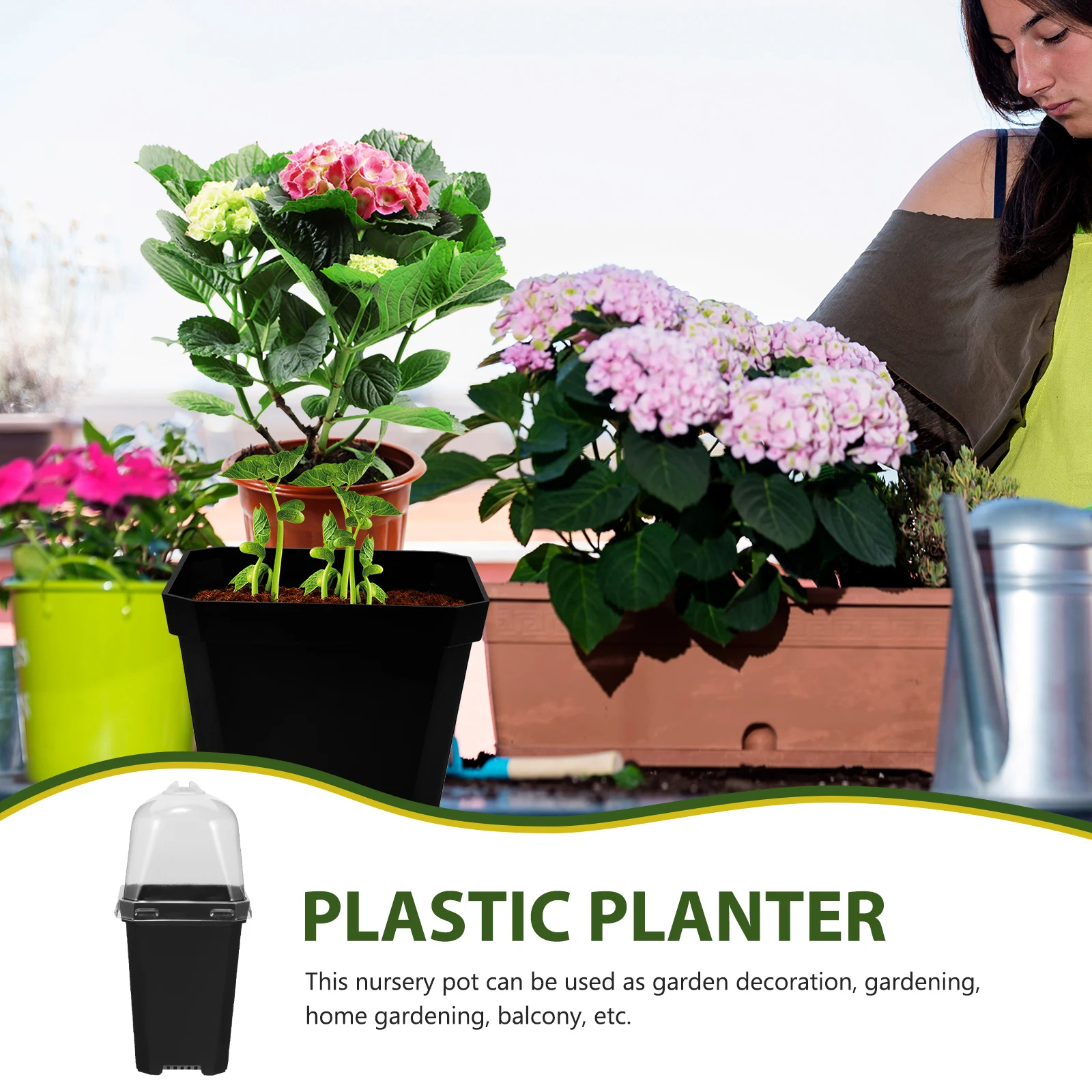 

1 set Seedling Pots Planting Containers Drainage Holes Lightweight Plastic Small Nursery Cover Bonsai Flower Pot Garden Dome