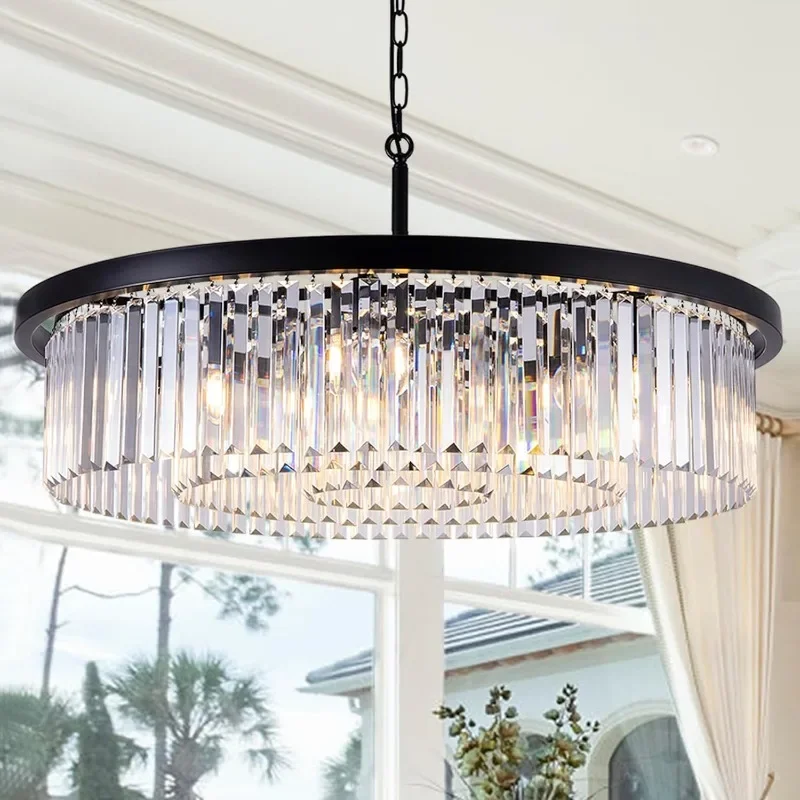 

Crystal Chandeliers, Large Light Fixture Tiers Modern Farmhouse Chandelier for Dining Room, Ceiling Light Fixture for Living