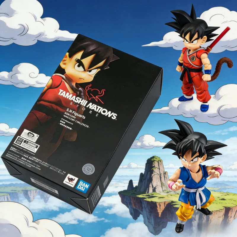 

In Stock Bandai SHF Dragon Ball Innocent Challenger Son Goku GT Anime Action Figures Desktop counter collection toys gifts
