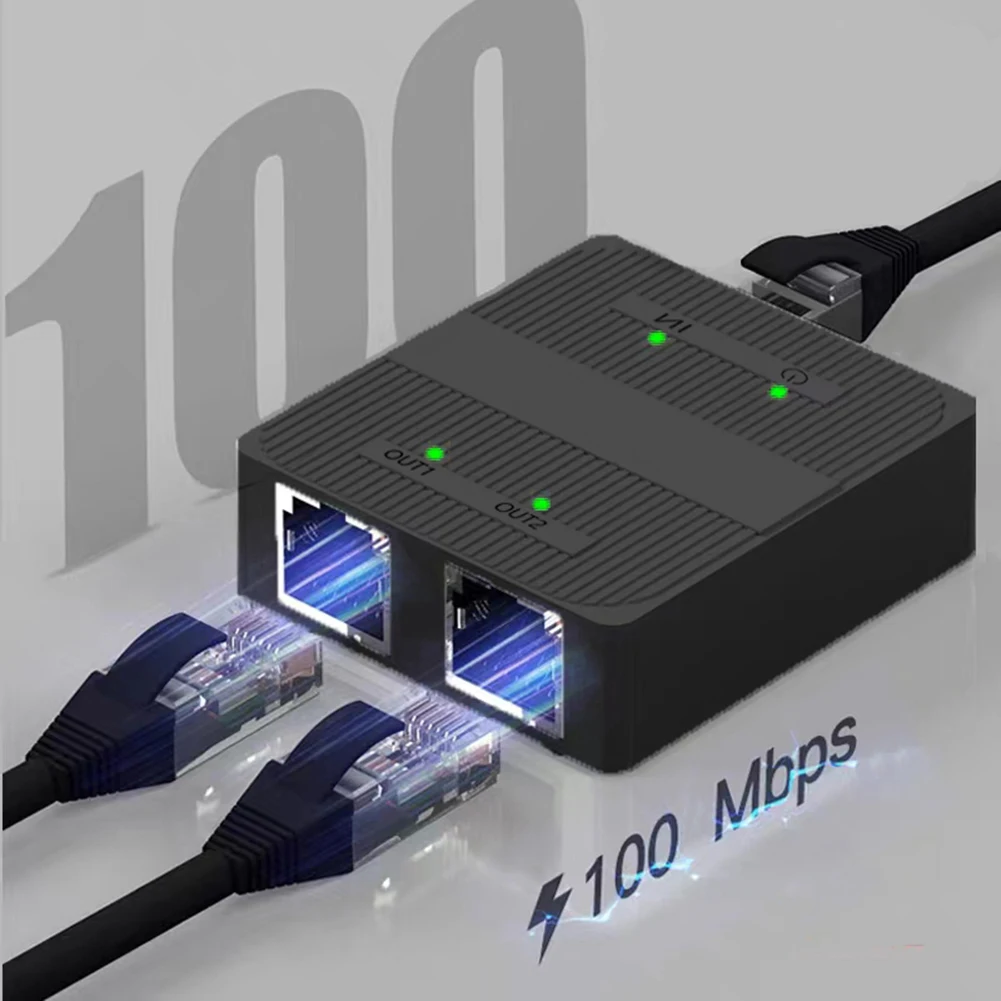 Rj45 divisor 1 a 2 adaptador ethernet, 100mbps, internet rede cabo extensor, conector para pc, laptop, tv box, roteador