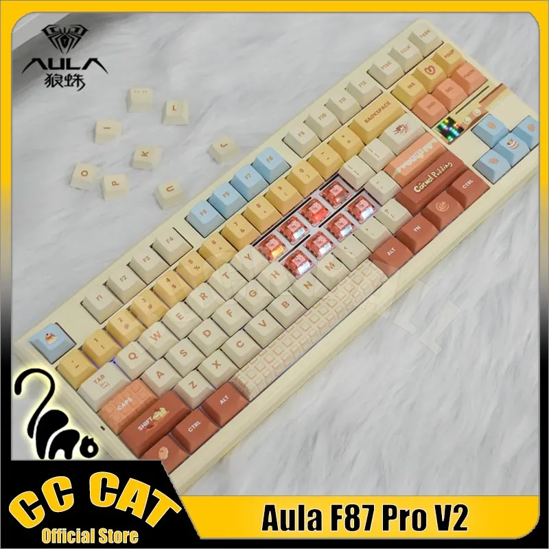 

AULA F87Pro V2 Mechanical Keyboard Three Mode Wireless Gaming Keyboard RGB 8000mAh Pc Gamer Accessories PBT Gasket Mac Keyboard