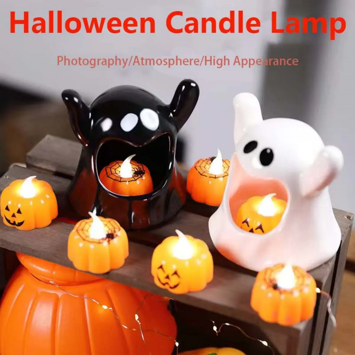 

12-Piece Autumn Pumpkin Led Tea Lights - Battery Operated, Orange Mini Pumpkin Candles For Halloween & Thanksgiving Table Decor