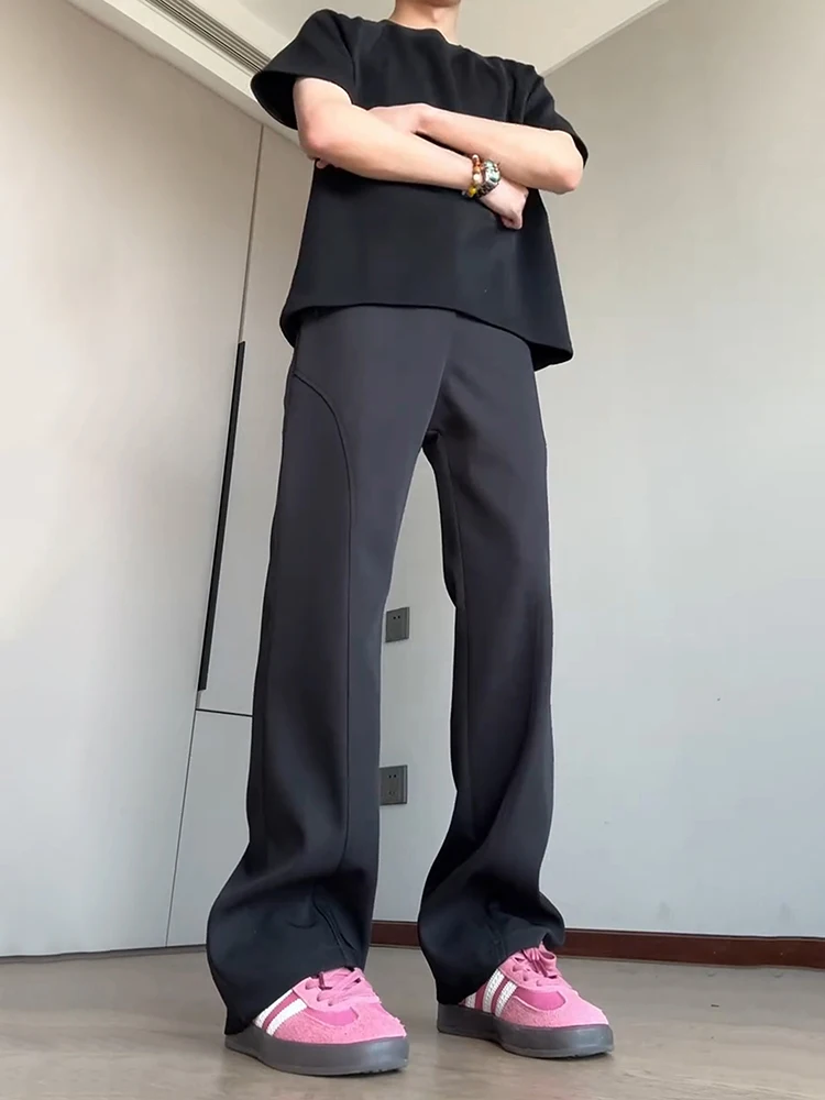 

Bla Bow Knife Wide Leg Ice Silk Casual Pants Men's Summer Straight Cut American Sle Casual Trousers High Waist Long Pants